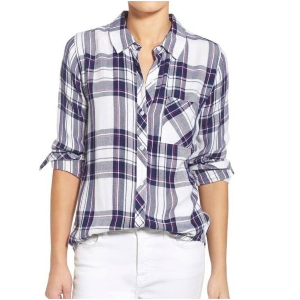 Revolve Rails Hunter Plaid Button Down Shirt Whit… - image 2